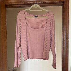 Torrid Pink Ribbed Long Sleeve Blouse